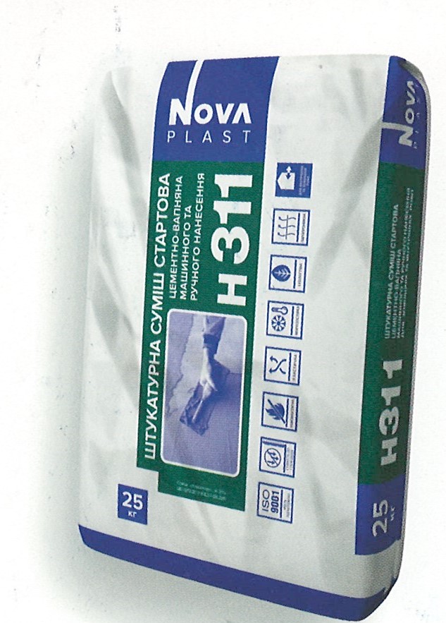 Суміш штукатурна стартова цементно-вапняна Н-311 NOVA PLAST